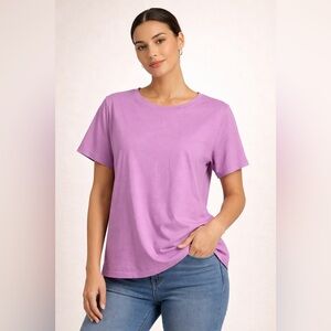 Eileen Fisher Organic Cotton Pink Tee XL Short Sleeve Minimalist NWT